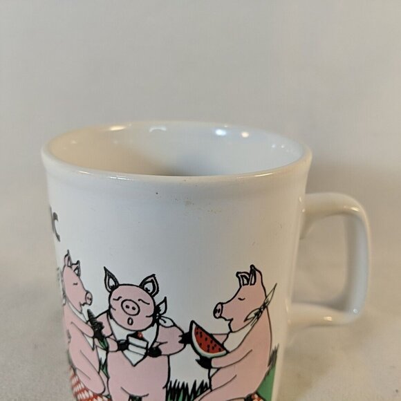 Kiln Craft England Pignic Vintage Coffee Tea Mug Pig Picnic White Ceramic Funny - Picture 3 of 9